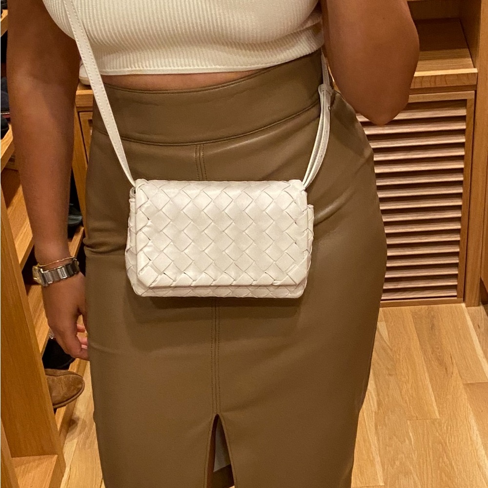 White Bottega Venetia Crossbody Bag